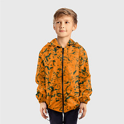 Ветровка с капюшоном детская Оранжевый с брызгами зеленой краски, цвет: 3D-черный — фото 2