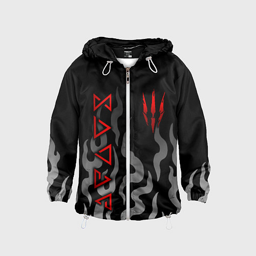 Детская ветровка Ведьмак- языки пламени / 3D-Белый – фото 1