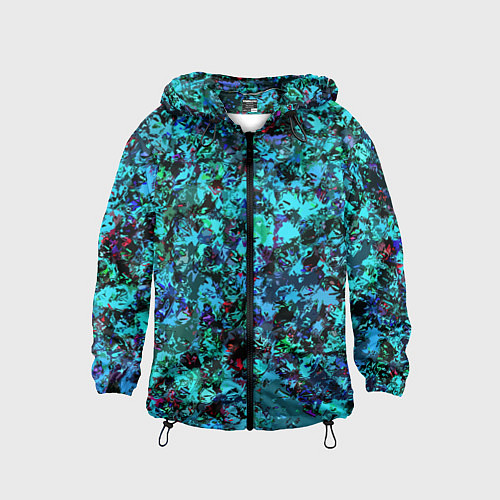 Детская ветровка Абстракция яркий бирюзовый / 3D-Черный – фото 1