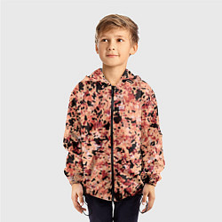 Ветровка с капюшоном детская Абстракция персиковый пятнистый, цвет: 3D-черный — фото 2