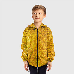 Ветровка с капюшоном детская Текстура золотой мятой поверхности, цвет: 3D-черный — фото 2