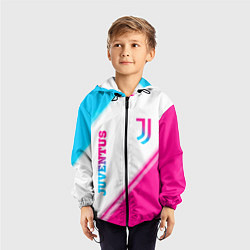 Ветровка с капюшоном детская Juventus neon gradient style вертикально, цвет: 3D-черный — фото 2