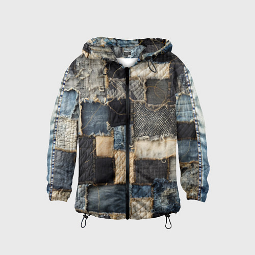 Детская ветровка Заплатки пэчворк на джинсе / 3D-Черный – фото 1