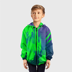 Ветровка с капюшоном детская Зеленый фиолет, цвет: 3D-черный — фото 2