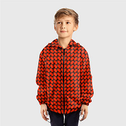 Ветровка с капюшоном детская Красные лепестки шестиугольники, цвет: 3D-черный — фото 2