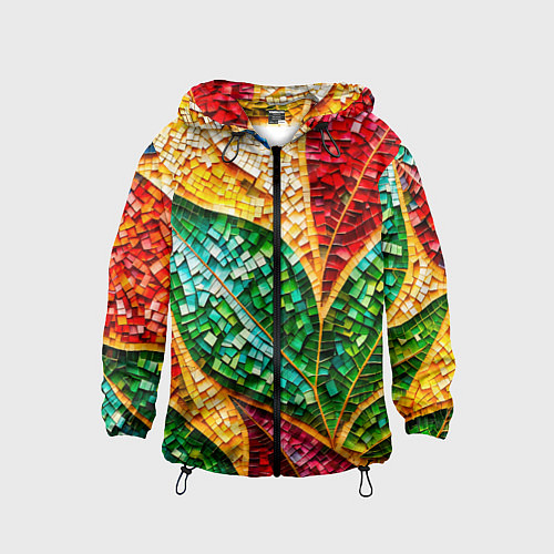 Детская ветровка Яркая мозаика с разноцветным абстрактным узором и / 3D-Черный – фото 1