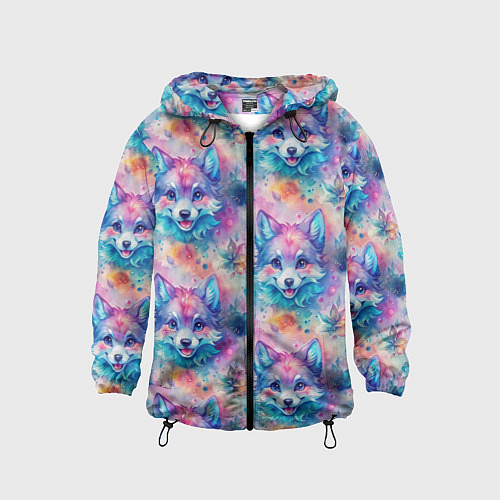 Детская ветровка Фурри мордочки волчонка / 3D-Черный – фото 1