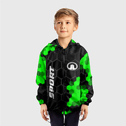 Ветровка с капюшоном детская Great Wall green sport hexagon, цвет: 3D-черный — фото 2