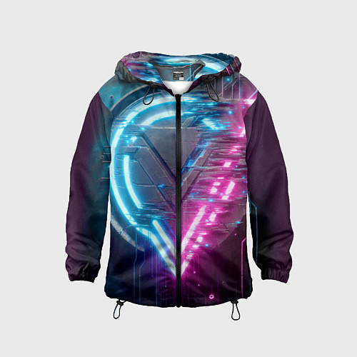 Детская ветровка Neon geometric abstraction - ai art / 3D-Черный – фото 1