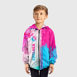 Ветровка с капюшоном детская Chelsea neon gradient style по-вертикали, цвет: 3D-черный — фото 2