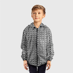 Ветровка с капюшоном детская Чёрно-белые волнистые линии, цвет: 3D-черный — фото 2