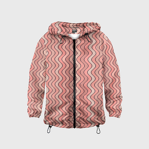 Детская ветровка Волнистые линии персиковый / 3D-Черный – фото 1