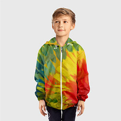 Ветровка с капюшоном детская Абстракция цветение акрил, цвет: 3D-белый — фото 2