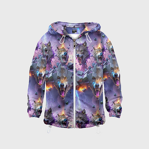 Детская ветровка Волки и молнии / 3D-Белый – фото 1