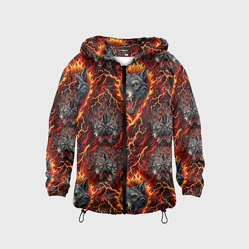 Детская ветровка Волки эпичный паттерн / 3D-Черный – фото 1