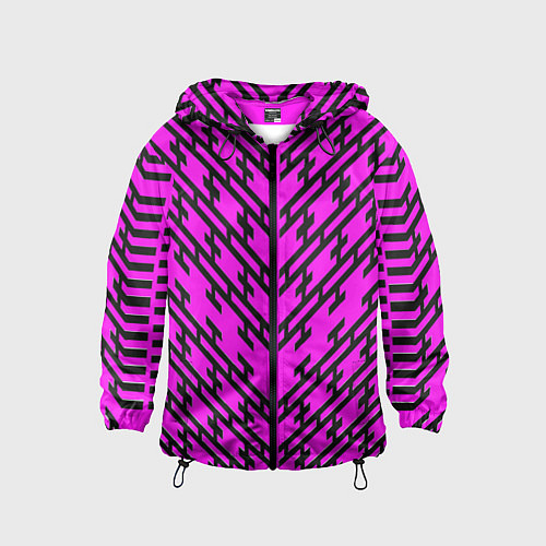 Детская ветровка Чёрные полосы на розовом фоне / 3D-Черный – фото 1