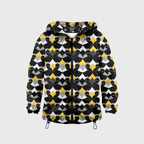 Детская ветровка Желто черный с белым геометрический узор / 3D-Черный – фото 1