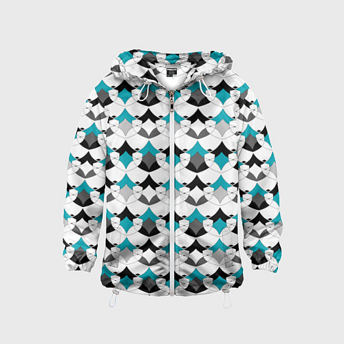 Детская ветровка Разноцветный черный голубой с белым геометрический / 3D-Белый – фото 1