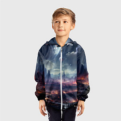 Ветровка с капюшоном детская Фантастическая планета внутри космоса, цвет: 3D-белый — фото 2