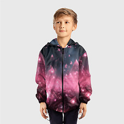 Ветровка с капюшоном детская Розовый абстрактный космос, цвет: 3D-черный — фото 2