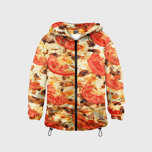 Детская ветровка Пицца с грибами и томатом - текстура / 3D-Черный – фото 1