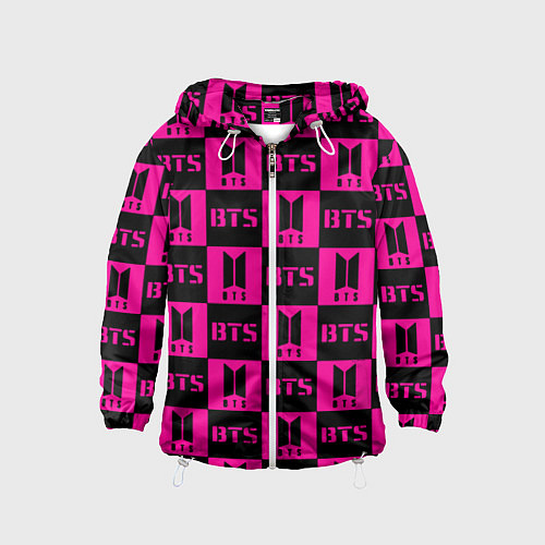 Детская ветровка BTS pattern pink logo / 3D-Белый – фото 1