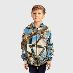 Ветровка с капюшоном детская Грани стекла, цвет: 3D-черный — фото 2