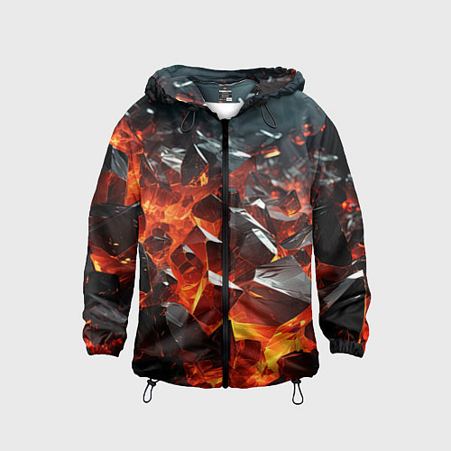 Детская ветровка Взрыв камней в красном неоне / 3D-Черный – фото 1