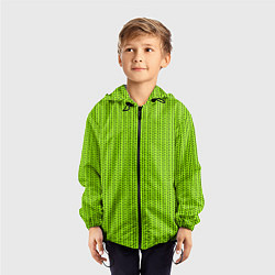 Ветровка с капюшоном детская Ярко-зелёный в маленькие чёрные полоски, цвет: 3D-черный — фото 2