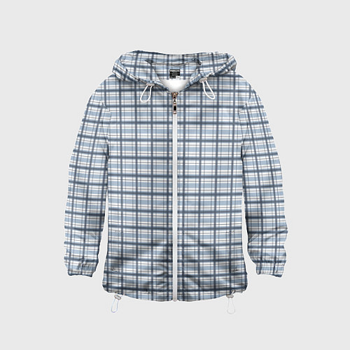 Детская ветровка Светлый бело-синий паттерн клетчатый / 3D-Белый – фото 1
