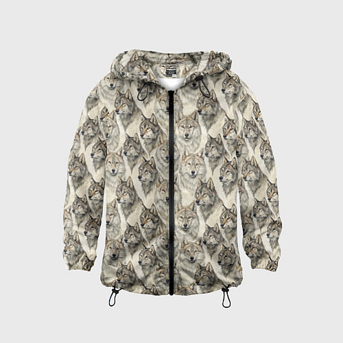 Детская ветровка Паттерн лесного волка / 3D-Черный – фото 1