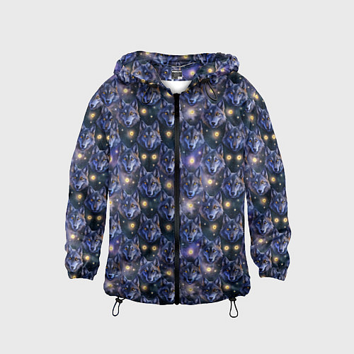 Детская ветровка Волчий стиль дизайн с мордами волков / 3D-Черный – фото 1