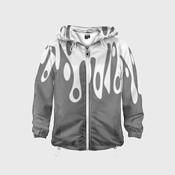 Ветровка с капюшоном детская Потеки белой краски на сером фоне, цвет: 3D-белый