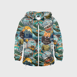 Ветровка с капюшоном детская Adventure stickers, цвет: 3D-белый