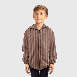 Ветровка с капюшоном детская Терракотовый полосатый текстурированный, цвет: 3D-черный — фото 2