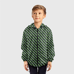 Ветровка с капюшоном детская Чёрно-зелёный текстурированные полосы, цвет: 3D-черный — фото 2