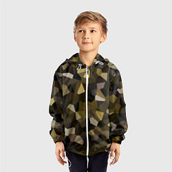 Ветровка с капюшоном детская Мозаика оливковых оттенков, цвет: 3D-белый — фото 2