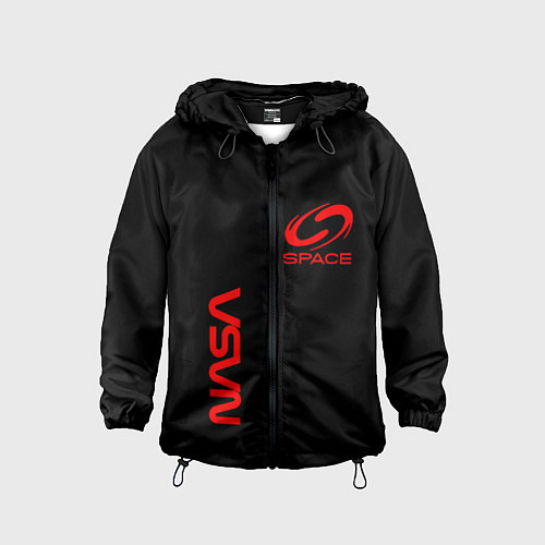 Детская ветровка Nasa space red logo / 3D-Черный – фото 1