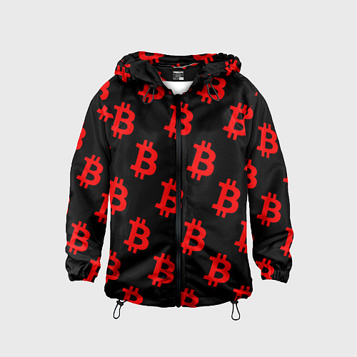 Детская ветровка Bitcoin red logo money / 3D-Черный – фото 1