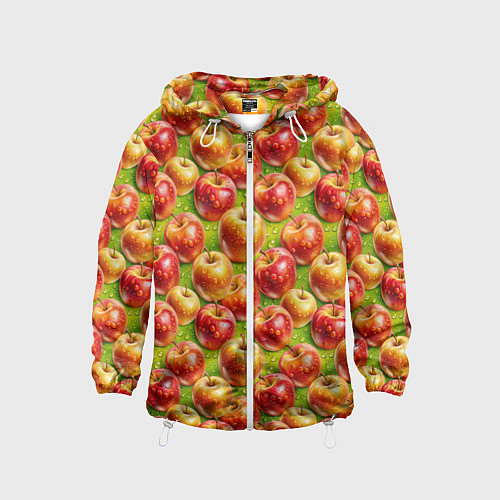 Детская ветровка Вкусные яблоки паттерн / 3D-Белый – фото 1