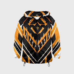 Ветровка с капюшоном детская Жёлто-белые линии на чёрном фоне, цвет: 3D-черный