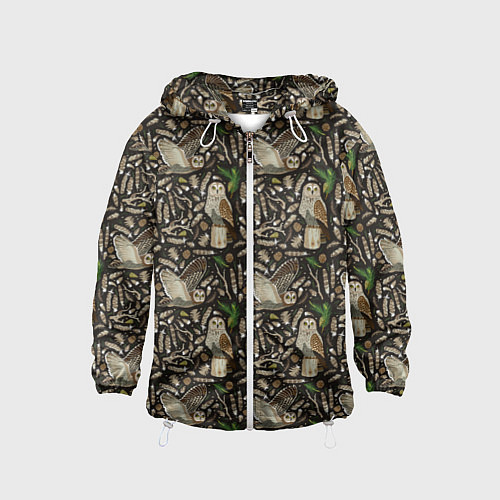 Детская ветровка Совы в сосновом лесу / 3D-Белый – фото 1