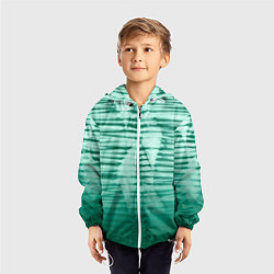Ветровка с капюшоном детская Tie-dye green stripes, цвет: 3D-белый — фото 2