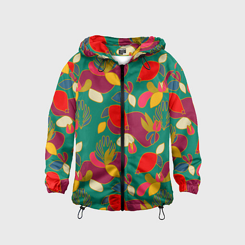 Детская ветровка Ягодно-цветочная абстракция / 3D-Черный – фото 1