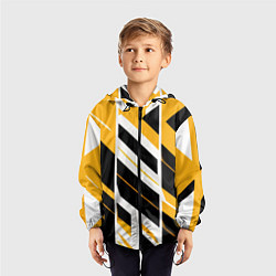 Ветровка с капюшоном детская Black and yellow stripes on a white background, цвет: 3D-черный — фото 2