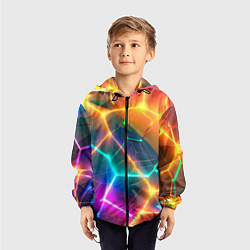 Ветровка с капюшоном детская Яркий градиент в разломленных плитах с желтым свет, цвет: 3D-черный — фото 2