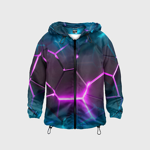 Детская ветровка Голубые и розовые неоновые плиты в разломе / 3D-Черный – фото 1