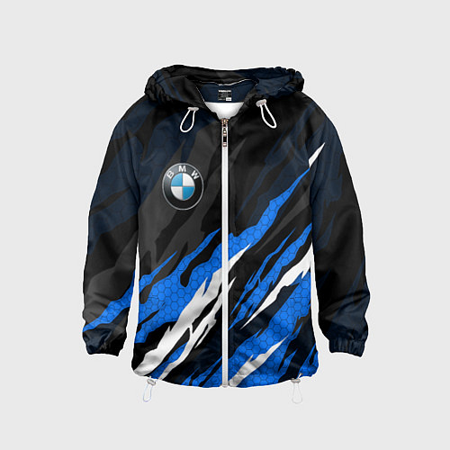 Детская ветровка БМВ - синий гексагон / 3D-Белый – фото 1
