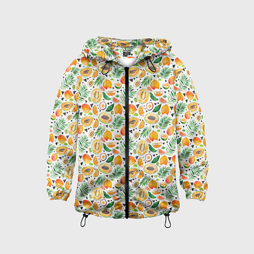 Детская ветровка Акварельные тропические фрукты / 3D-Черный – фото 1