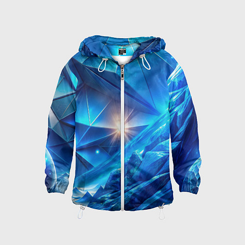 Детская ветровка Синяя объемная абстракция со вспышкой / 3D-Белый – фото 1